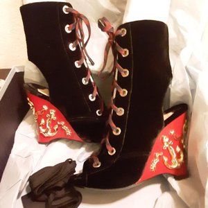 Prada Embellished Velvet Boots